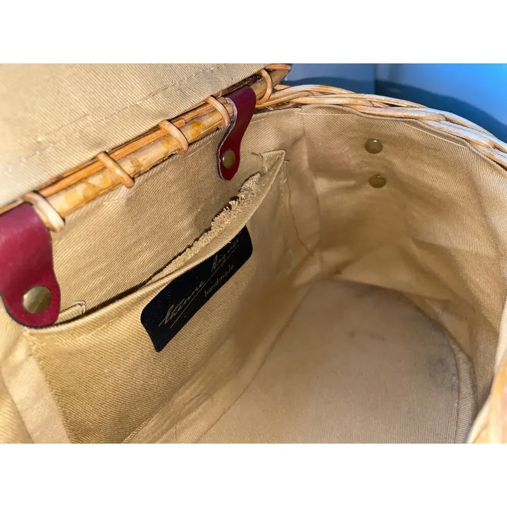 Vintage Etienne Aigner Wicker Fishing Creel Style 1950s–1960s MCM Purse - READ - Picture 9 of 16